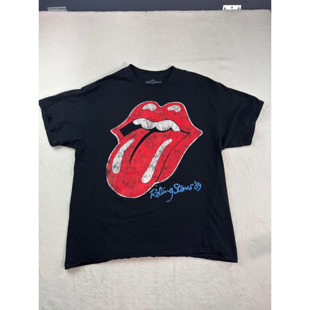 Rolling Stones 89 Graphic T-Shirt Mens XL Black Tongue Logo Rock Band Tee
